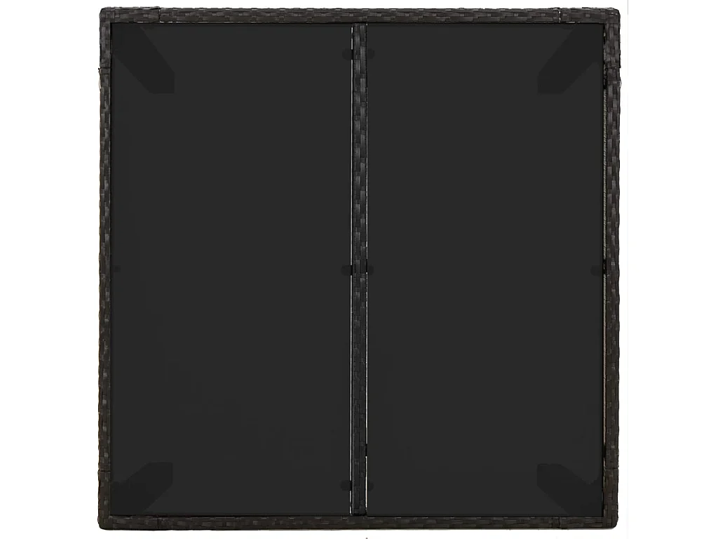 Mesa de jardim com tampo de vidro 90x90x75 cm vime PE preto