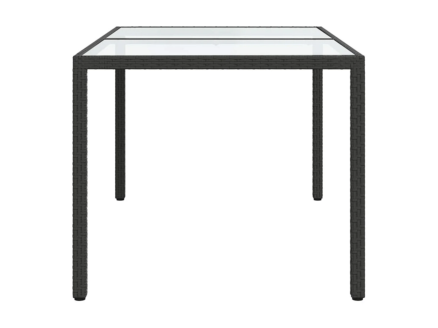 Table de jardin 150x90x75cm Verre trempé et résine tressée Noir