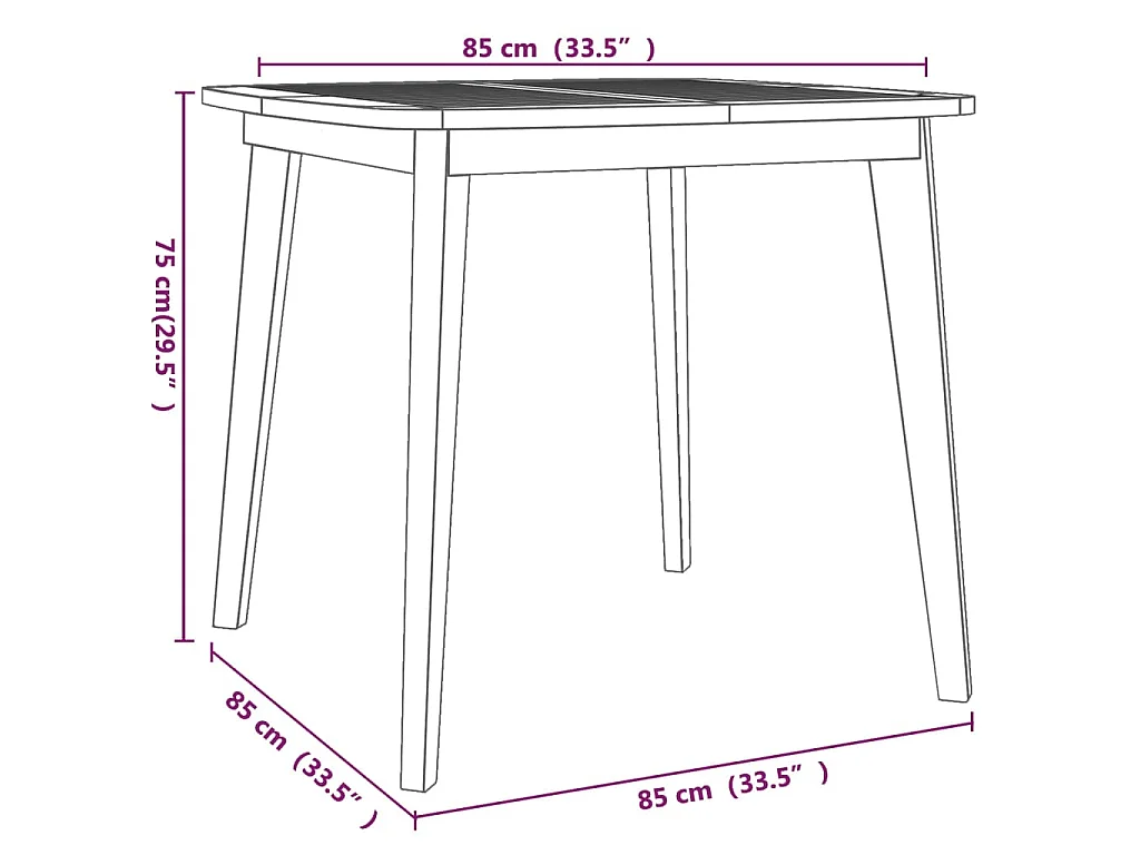 Tavolo da Giardino 85x85x75 cm Legno Massello di Acacia