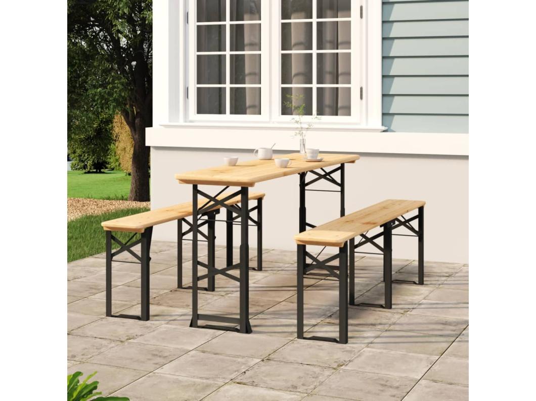 Mesa de cerveja dobrável 170x50x75/105 cm madeira abeto maciça