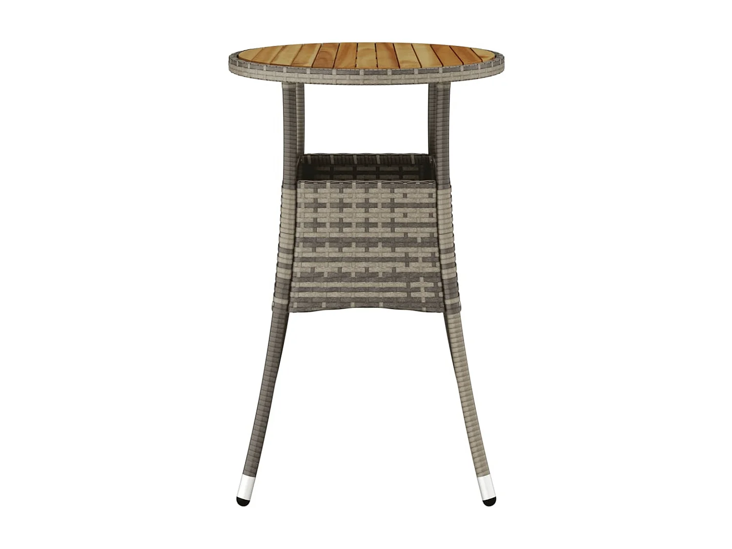 Gartentisch Ø60x75 cm Akazienholz und Poly Rattan Grau