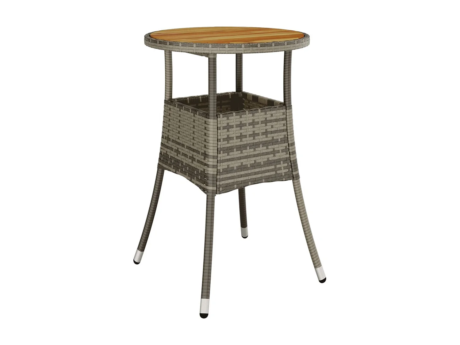 Table de jardin Ø60x75 cm Acacia et résine tressée Gris