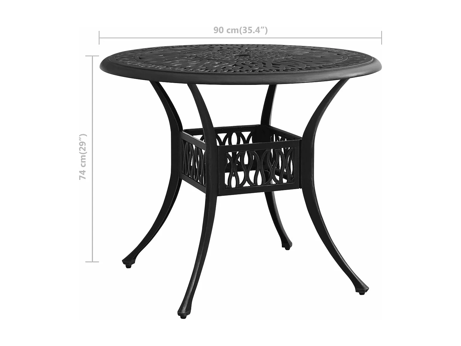 Table de jardin Noir 90x90x74 cm Aluminium coulé