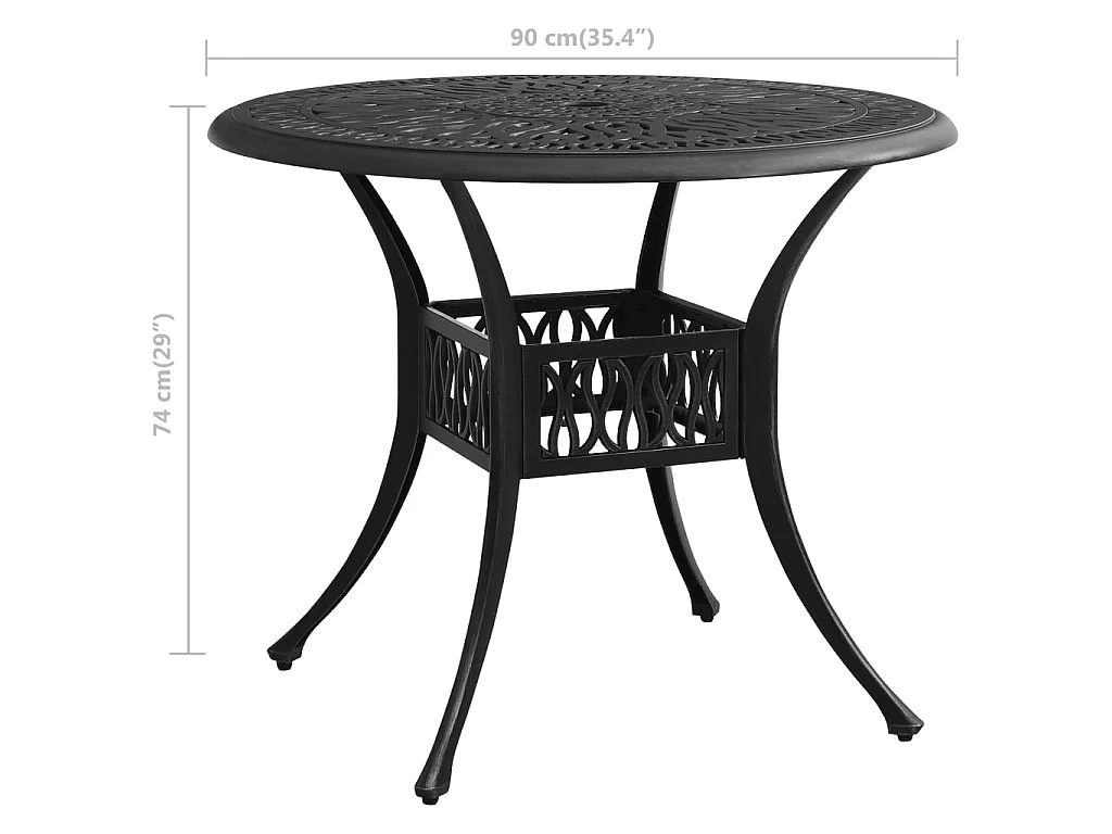Table de jardin Noir 90x90x74 cm Aluminium coulé