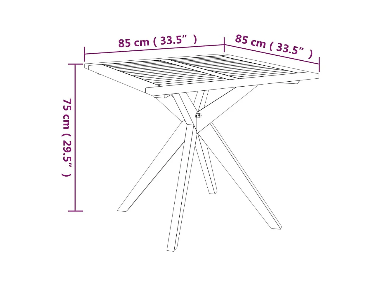 Mesa de jardim 85x85x75 cm madeira de acácia maciça