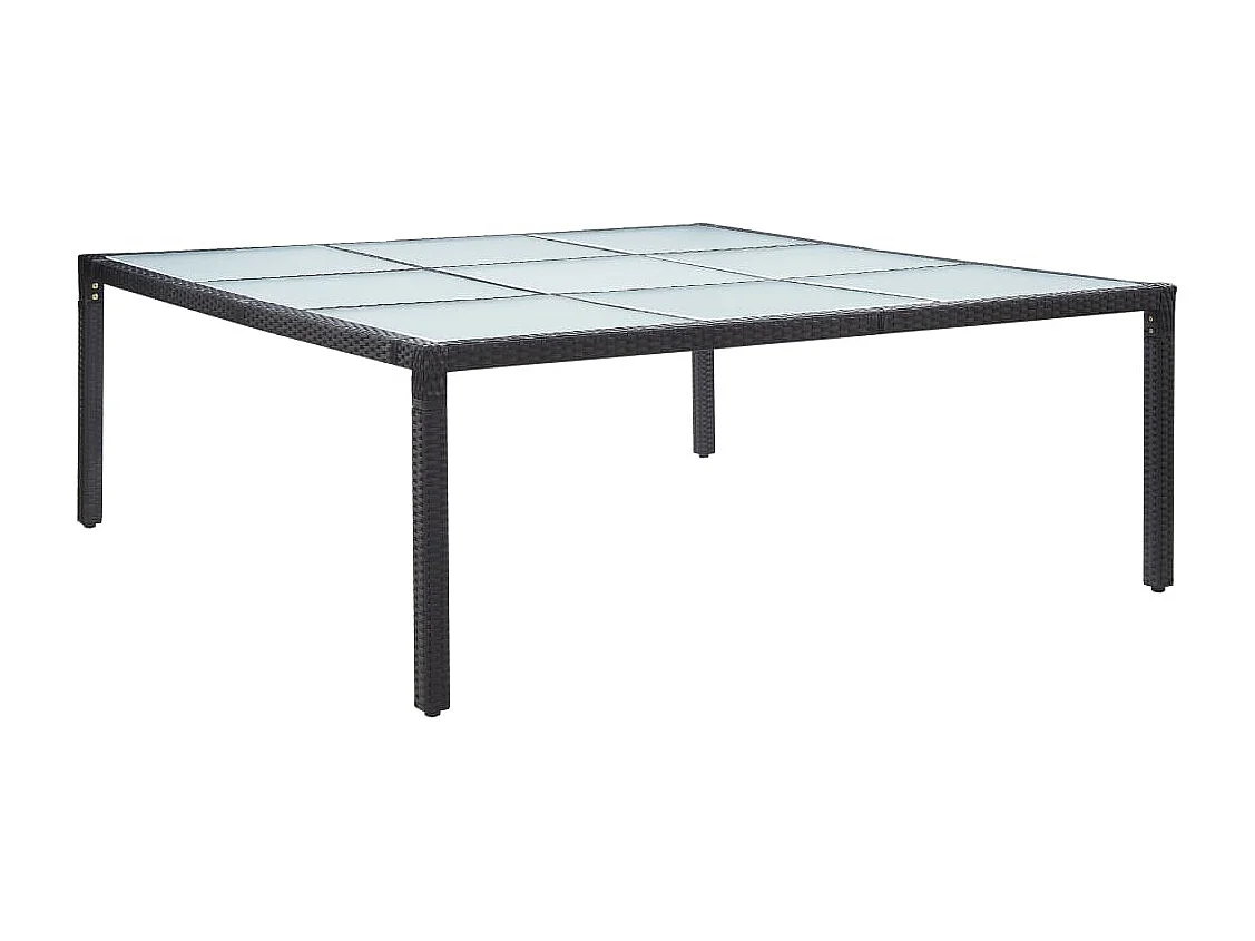Garten-Esstisch Schwarz 200×200×74 cm Poly-Rattan