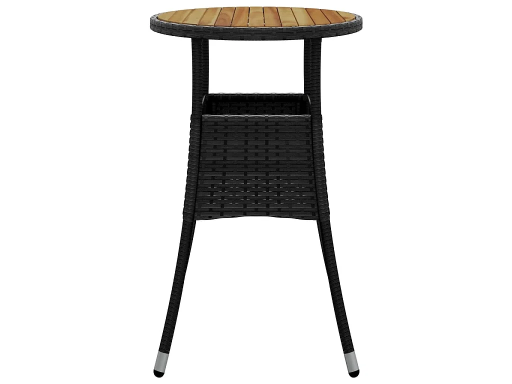 Table de jardin Ø60x75 cm Acacia et résine tressée Noir