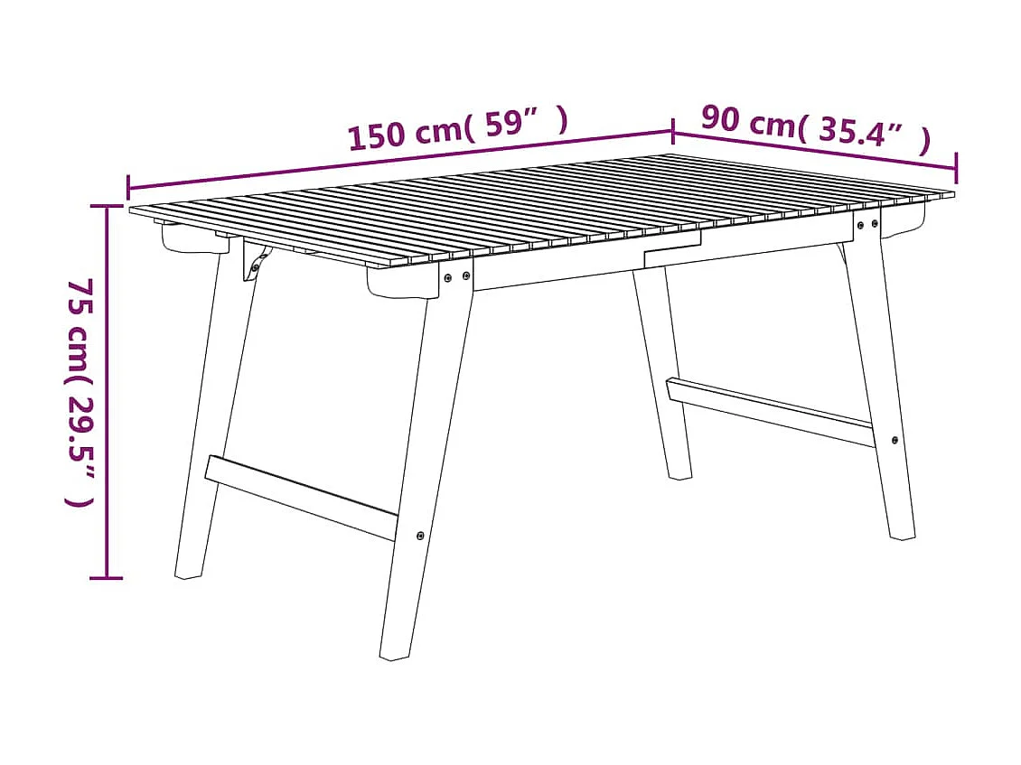Tavolo da Giardino 150x90x75 cm Legno Massello di Acacia
