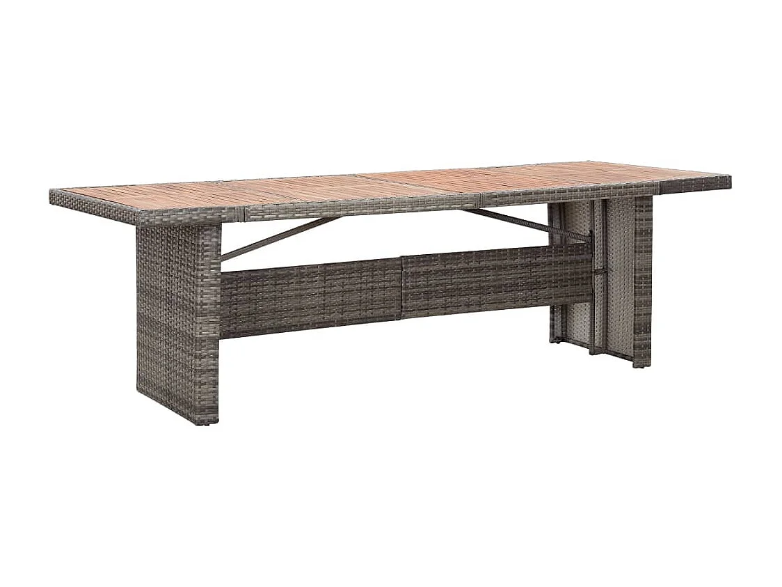 Gartentisch 240x90x74 cm Poly Rattan und Massivholz Akazie