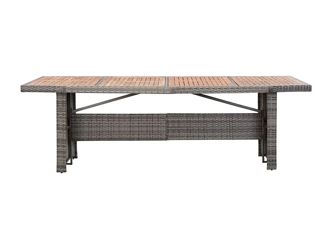 Gartentisch 240x90x74 cm Poly Rattan und Massivholz Akazie