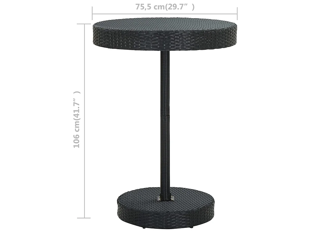 Tuintafel 75,5x106 cm poly rattan zwart