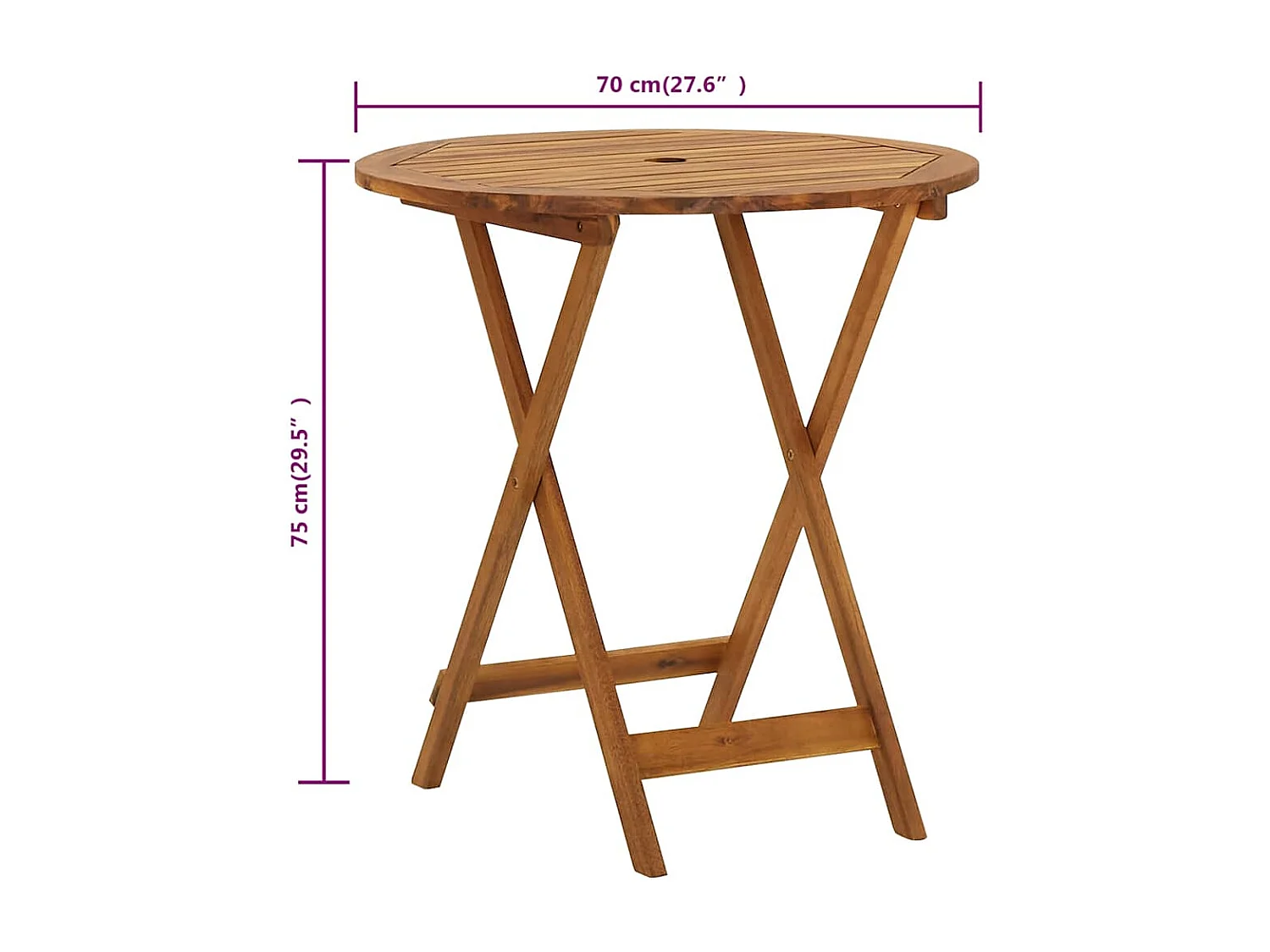 Klappbarer Gartentisch 70 cm Massivholz Akazie