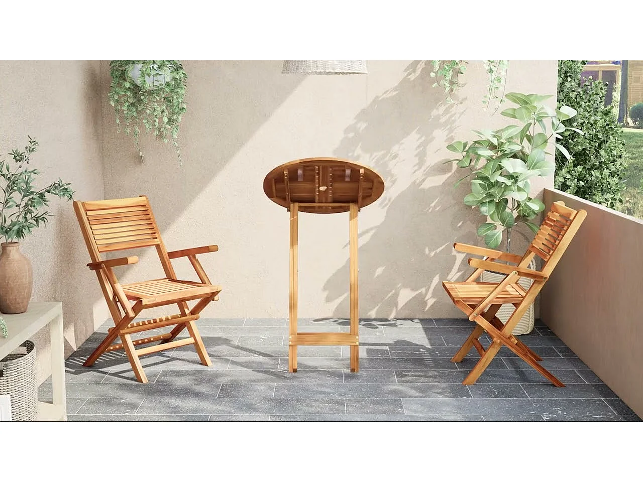 Tuintafel inklapbaar 70 cm massief acaciahout