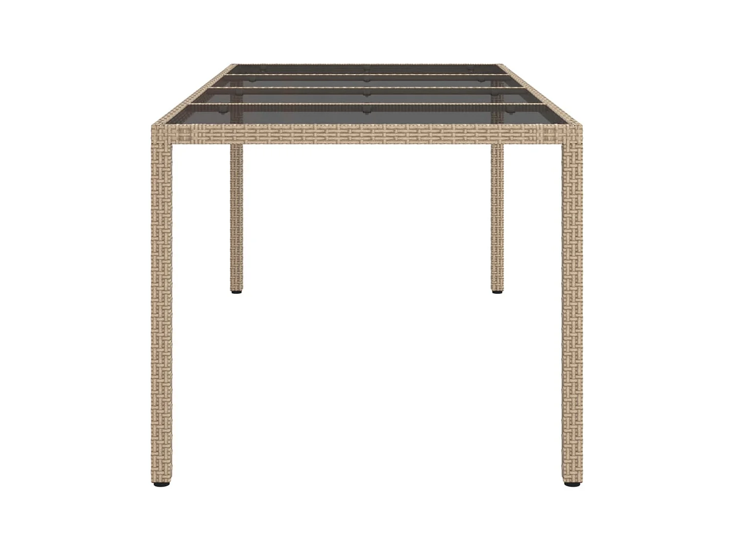 Table de jardin Beige 190x90x75 cm Verre trempé/résine tressée