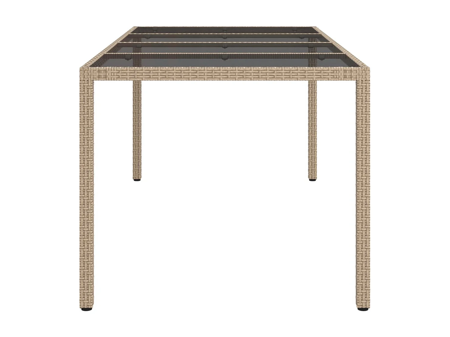 Table de jardin Beige 190x90x75 cm Verre trempé/résine tressée