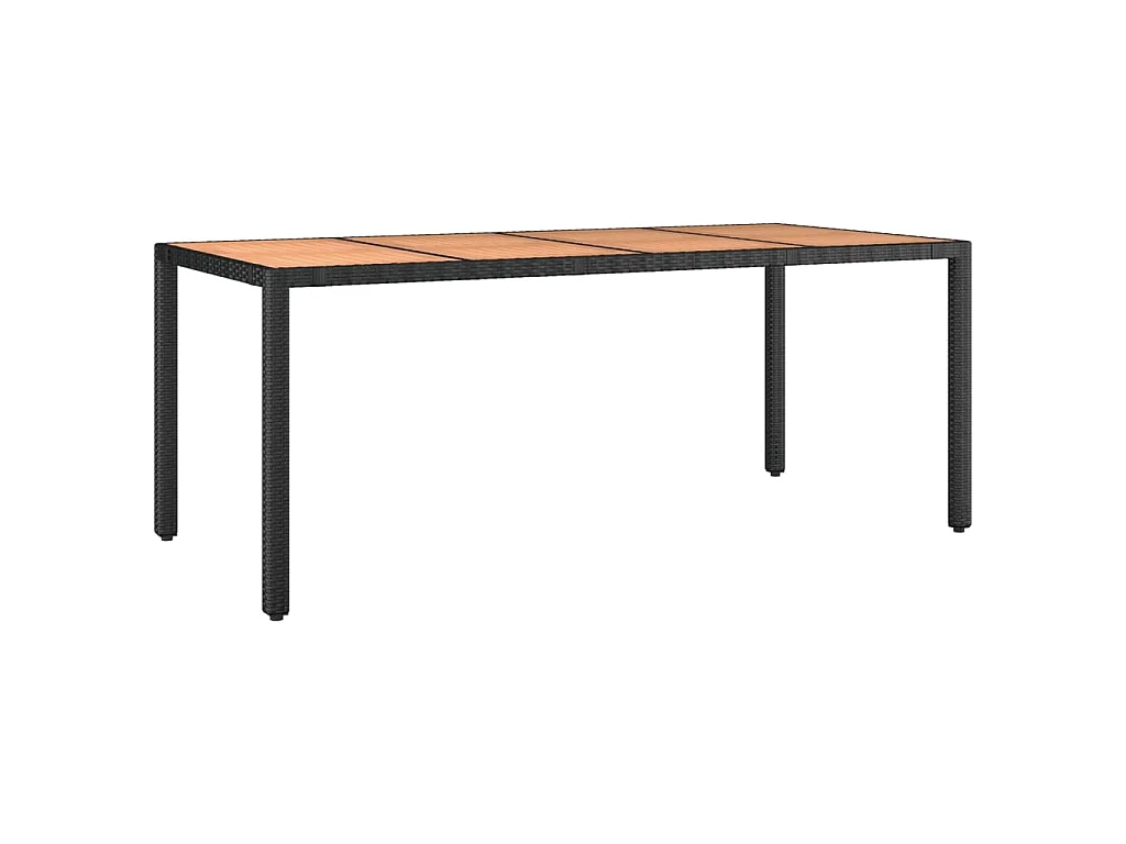 Table de jardin plateau en bois Noir Résine tressée bois massif