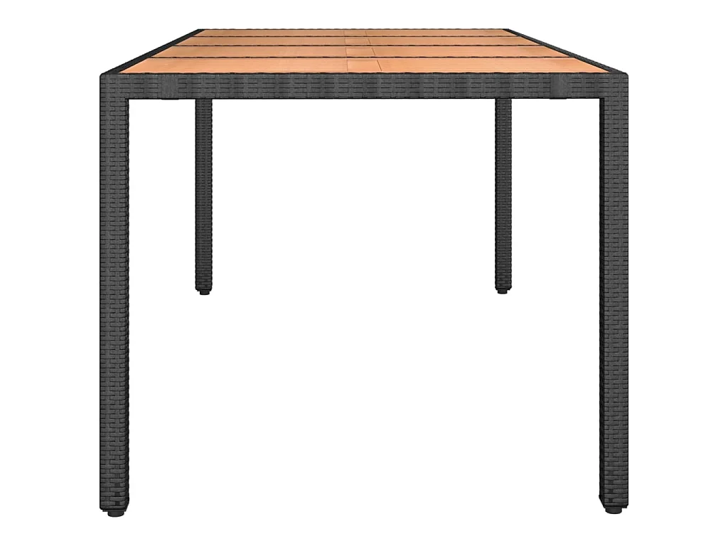 Table de jardin plateau en bois Noir Résine tressée bois massif
