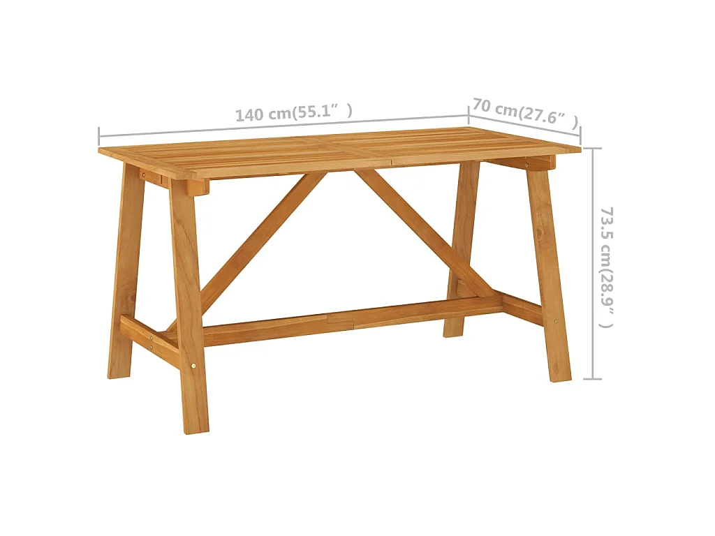 Tavolo da Giardino 140x70x73,5 cm in Massello di Acacia
