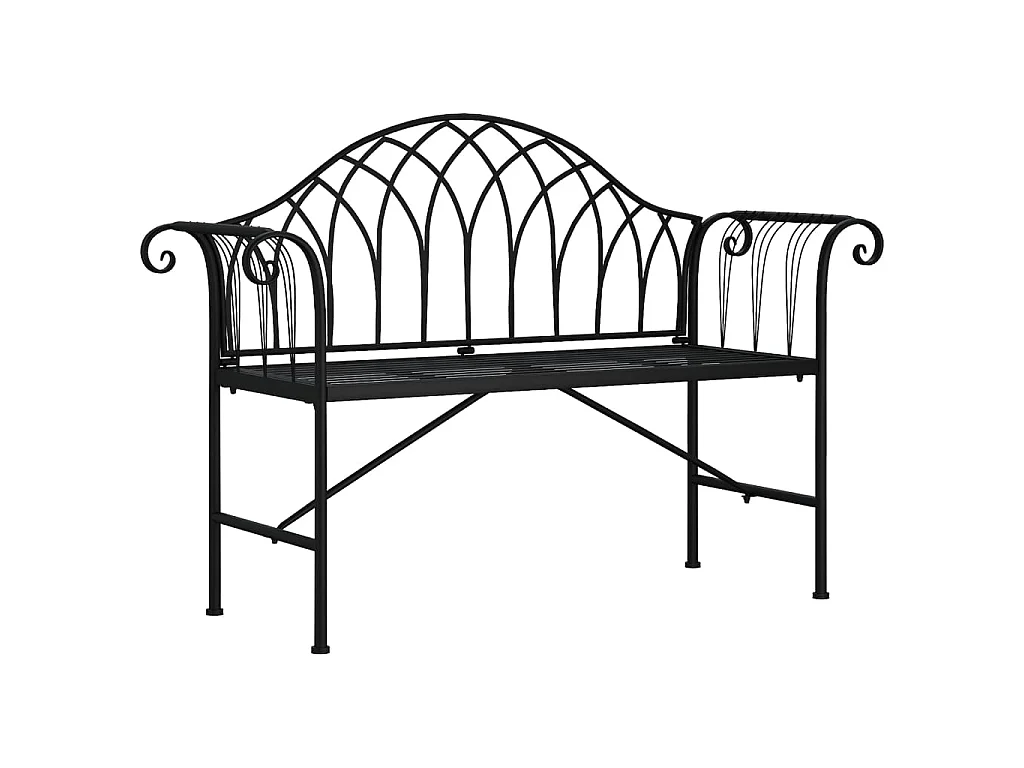 Banc de jardin 2 places 128 cm Noir Acier