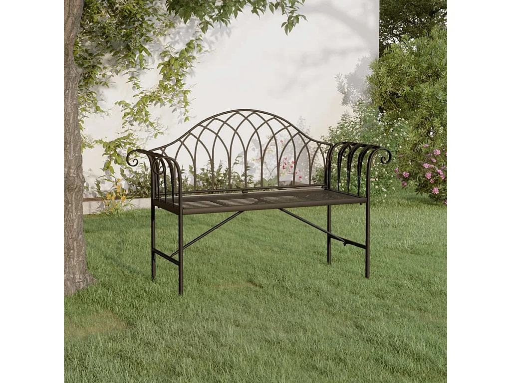 Banc de jardin 2 places 128 cm Noir Acier