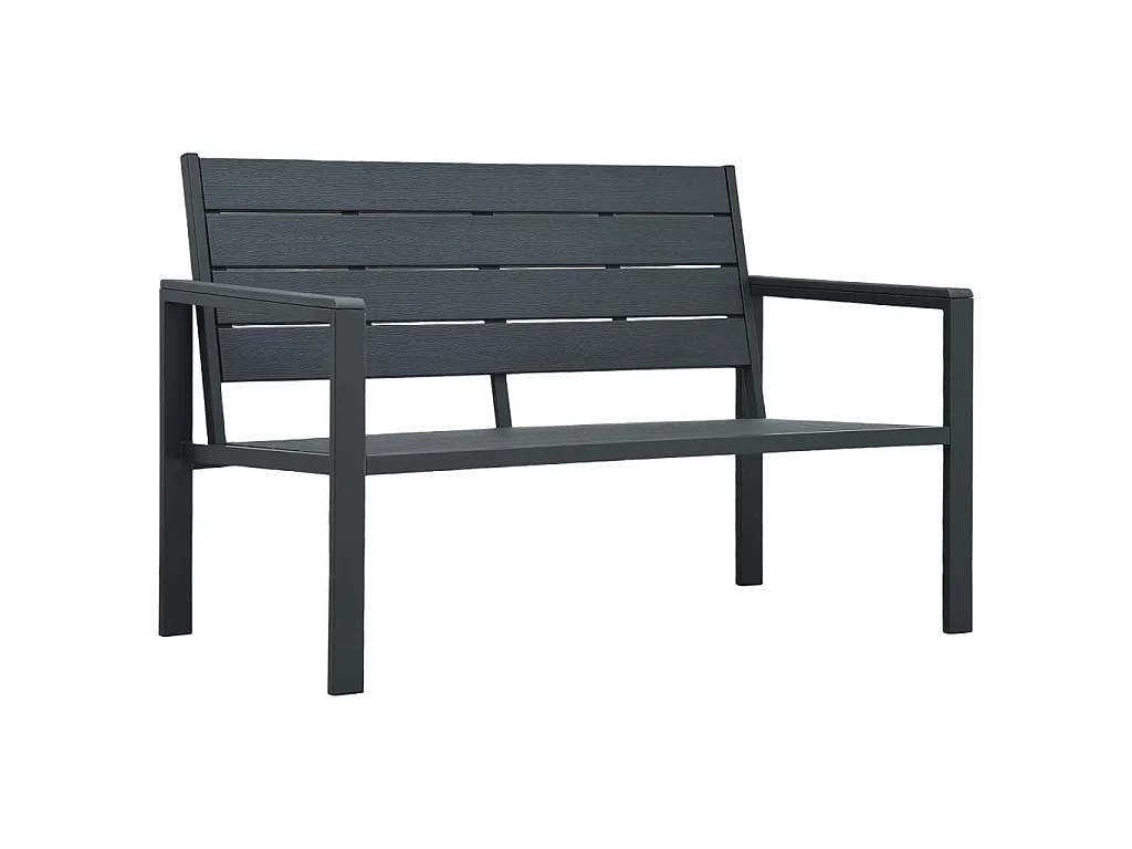 Banco de jardim 120 cm PEAD aspeto de madeira cinzento