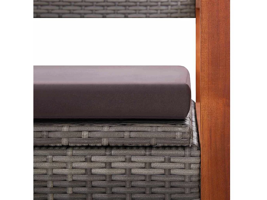Banc de rangement 115 cm Résine tressée et bois d'acacia Gris