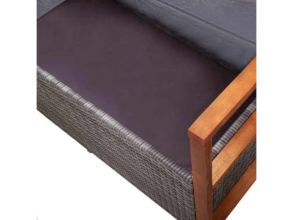 Banc de rangement 115 cm Résine tressée et bois d'acacia Gris