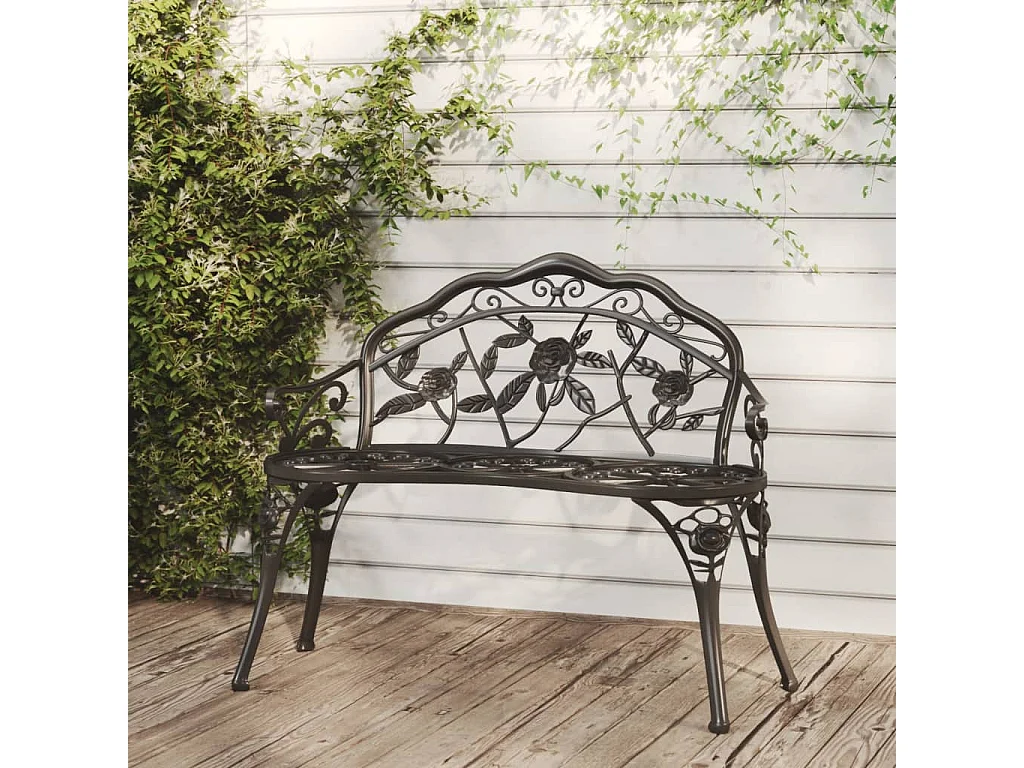 Panchina da Giardino 100 cm in Alluminio Pressofuso Nero