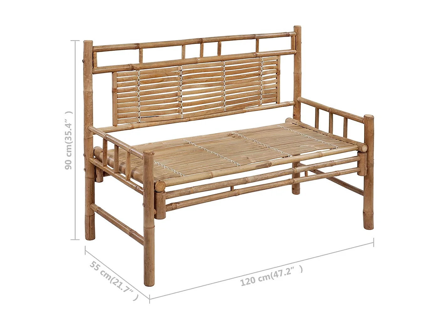 Banco de jardim com almofadão 120 cm bambu