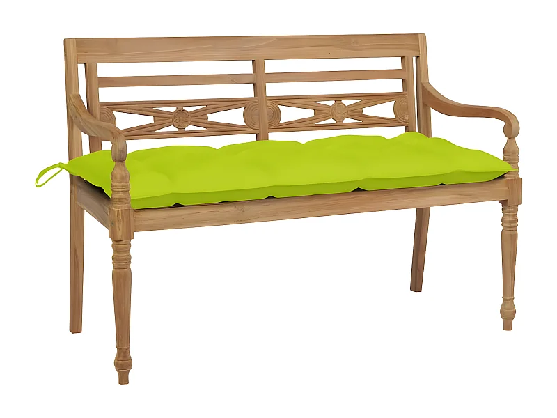 Banc Batavia avec coussin vert vif 120 cm Bois de teck massif