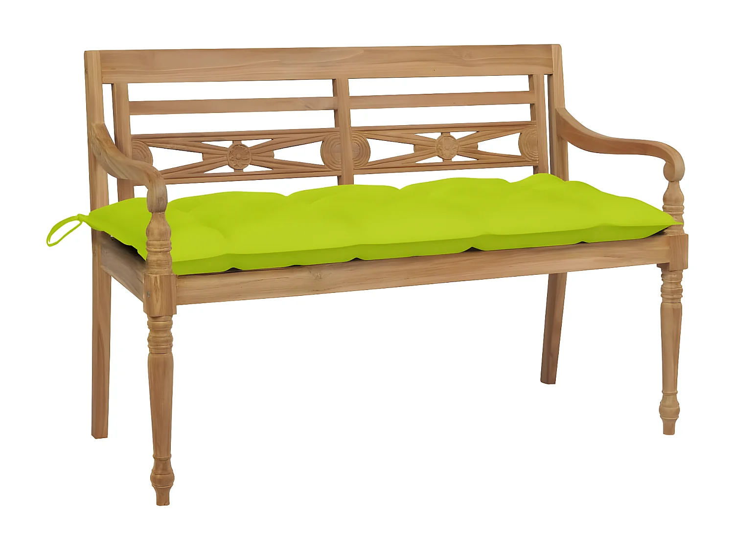 Banc Batavia avec coussin vert vif 120 cm Bois de teck massif