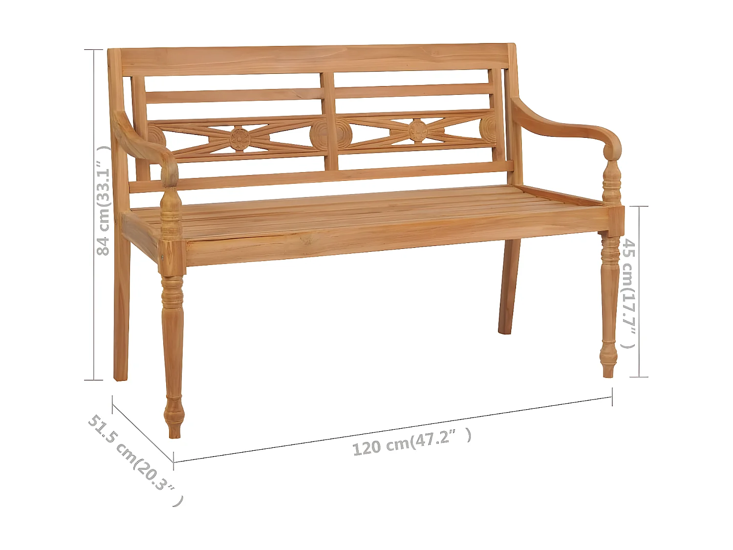 Banc Batavia avec coussin vert vif 120 cm Bois de teck massif
