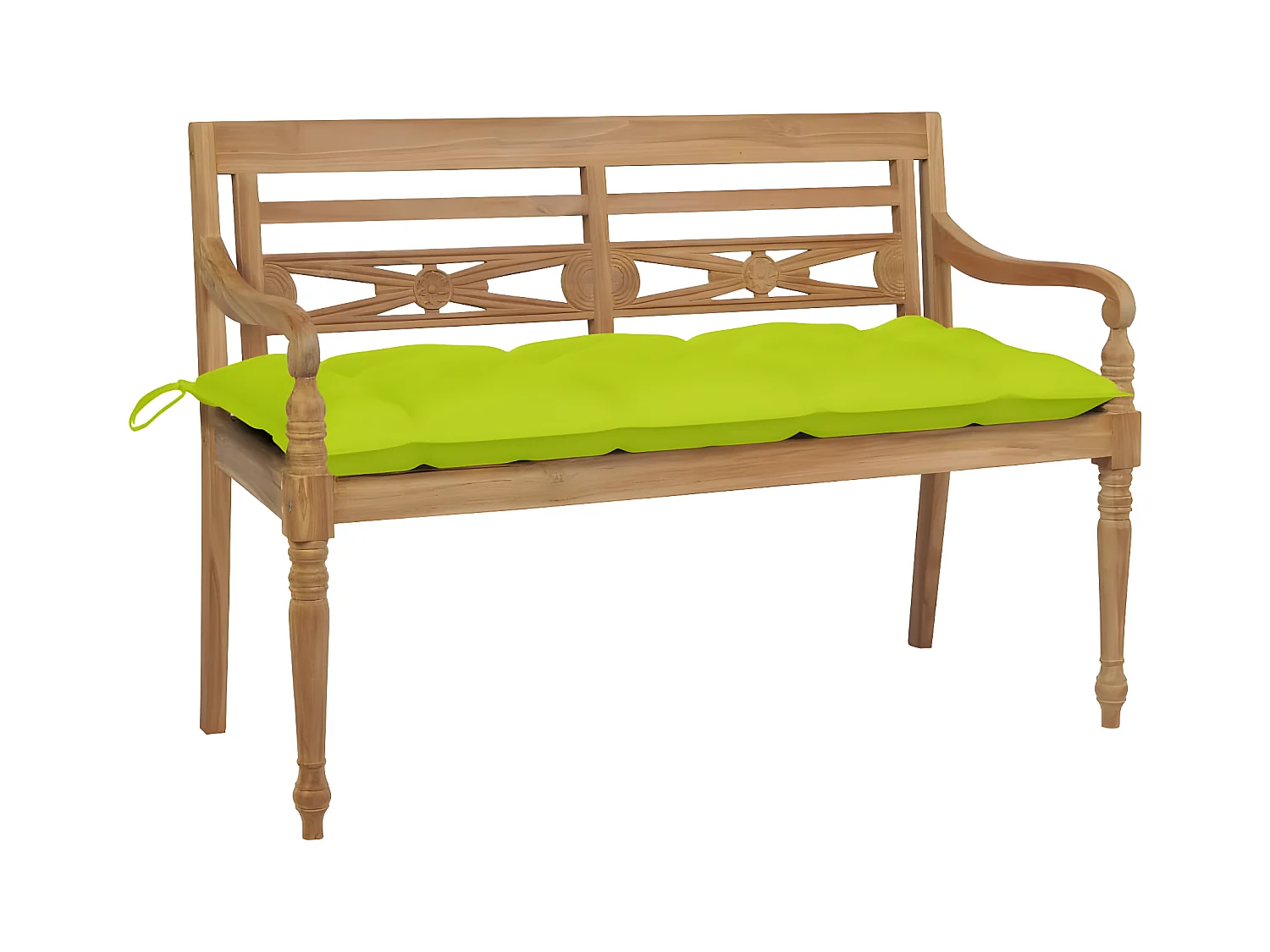 Banc Batavia avec coussin vert vif 120 cm Bois de teck massif