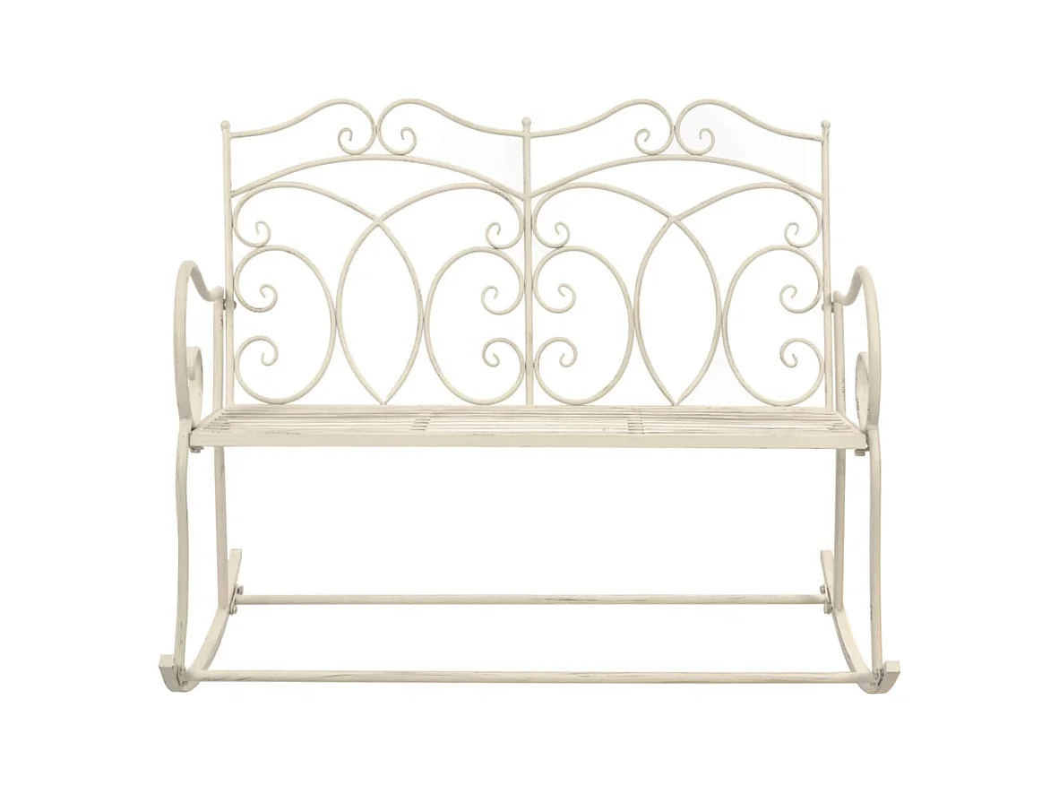 Panchina da Giardino 104 cm in Ferro Bianco Anticato