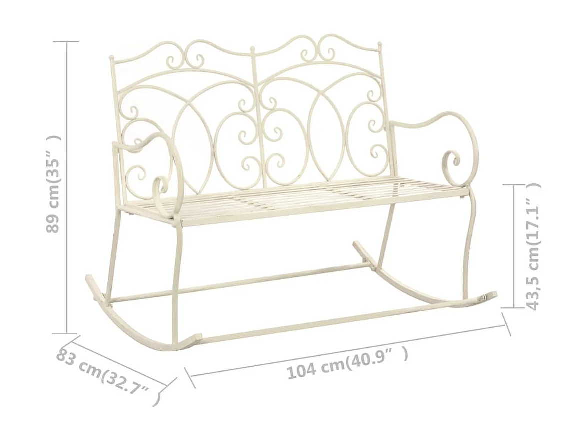 Banc de jardin 104 cm Fer Blanc antique