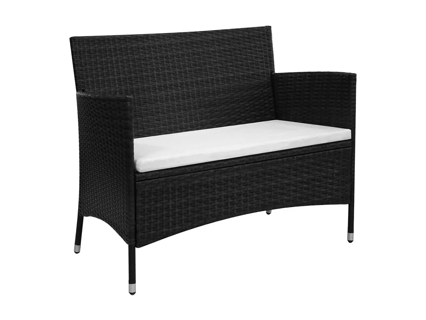 Banc de jardin 90 cm Résine tressée Noir