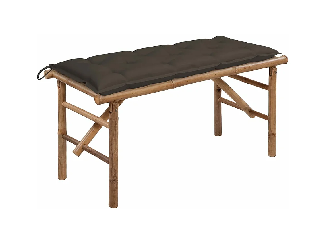 Panca da Giardino Pieghevole con Cuscino 118 cm in Bambù