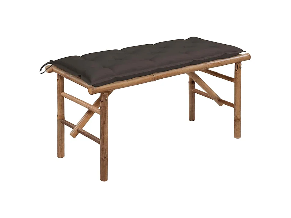 Banc de jardin pliable avec coussin 118 cm Bambou