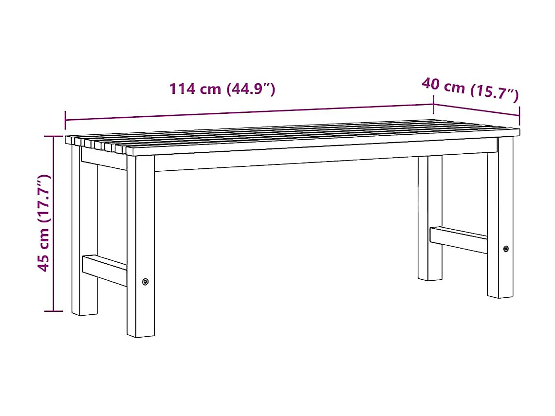 Gartenbank 114 cm Massivholz Teak