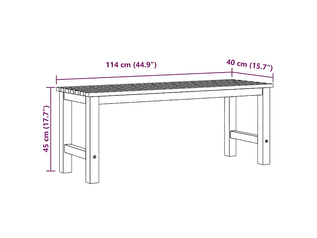 Tuinbank 114 cm massief teakhout