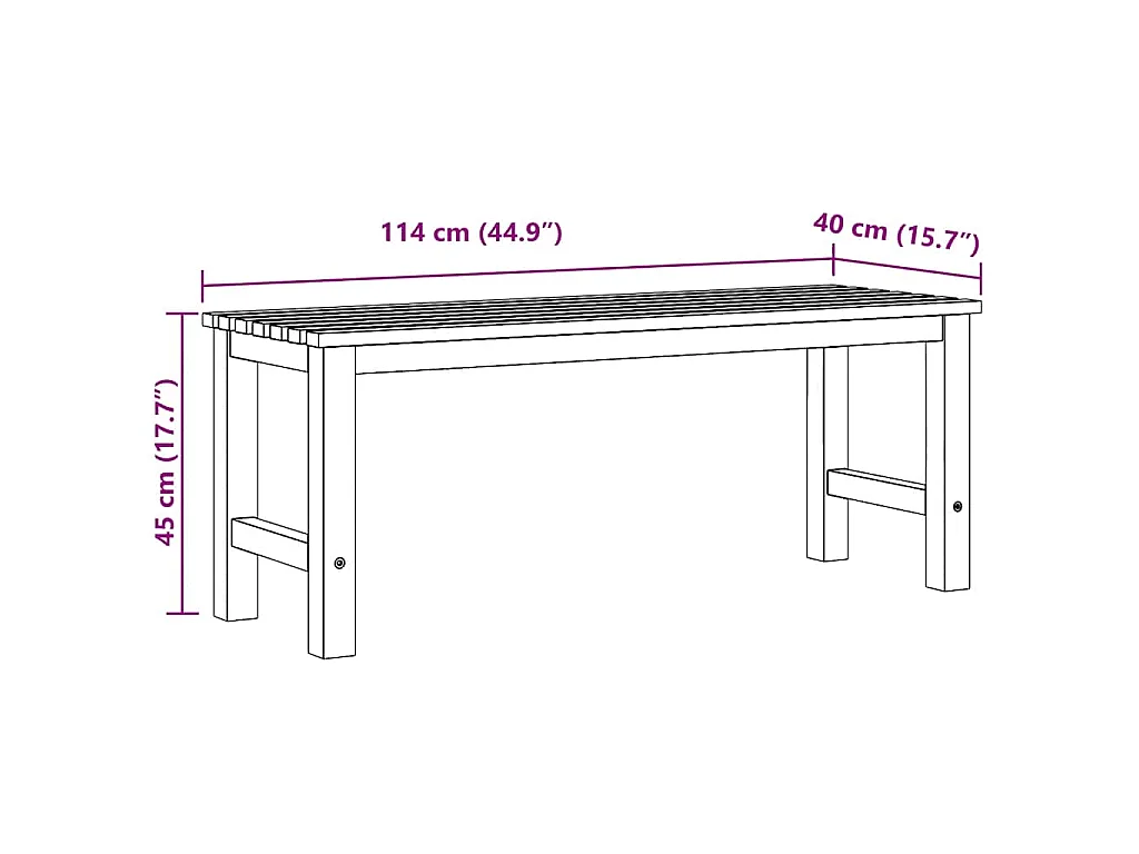 Panchina da Giardino 114 cm in Legno Massello di Teak