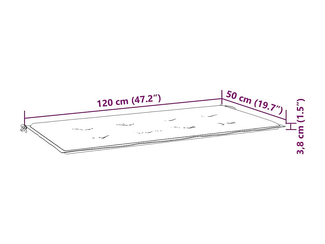 Tuinbank stapelbaar met kussen 128,5 cm massief teakhout