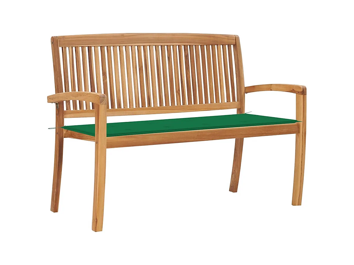 Banc de jardin empilable et coussin 128,5cm Bois de teck massif