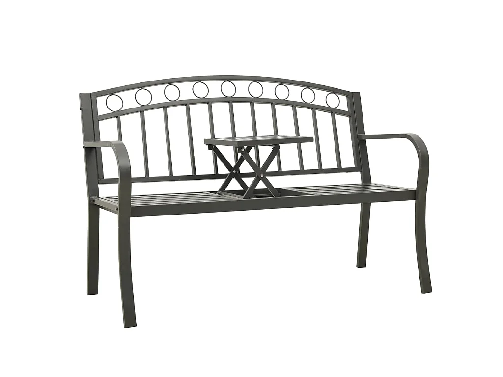 Panca da Giardino con Tavolino Grigio 120 cm Acciaio