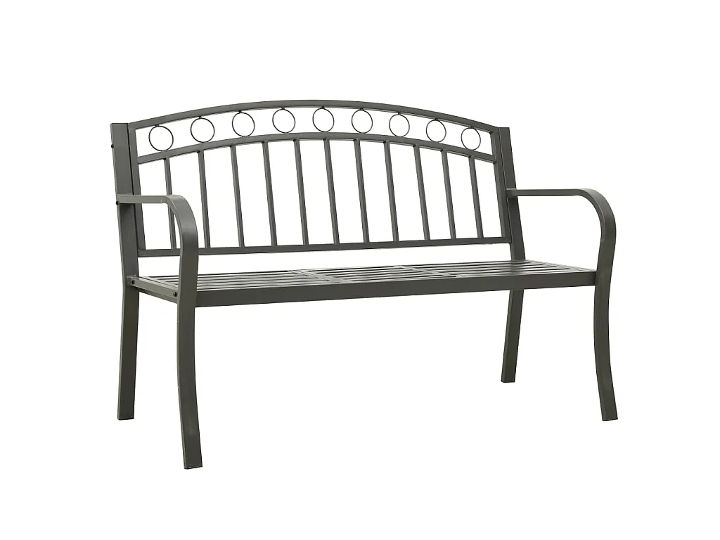 Panca da Giardino con Tavolino Grigio 120 cm Acciaio