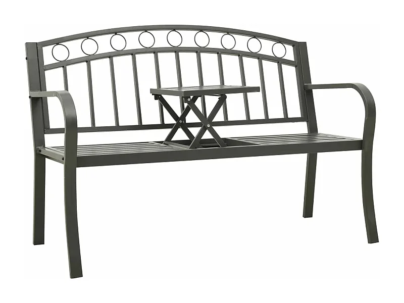 Tuinbank met tafel 120 cm staal grijs