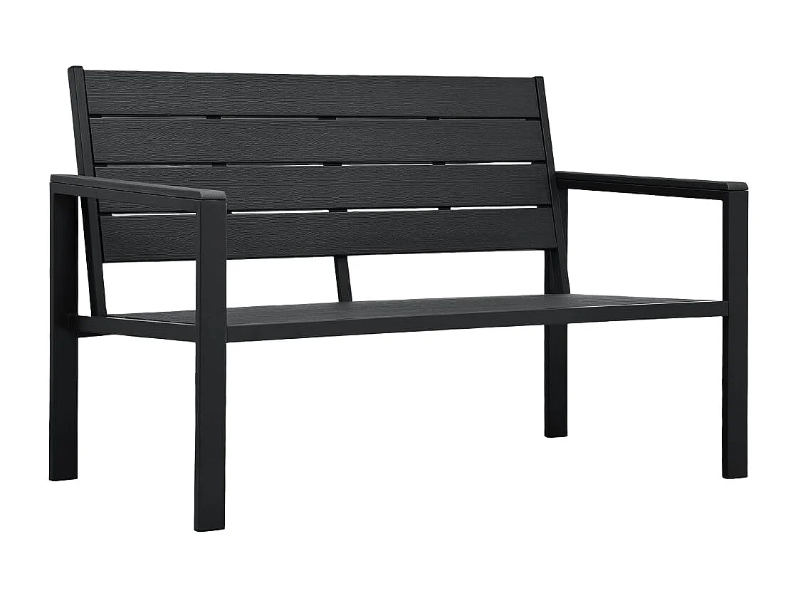 Banc de jardin 120 cm PEHD Noir Aspect de bois