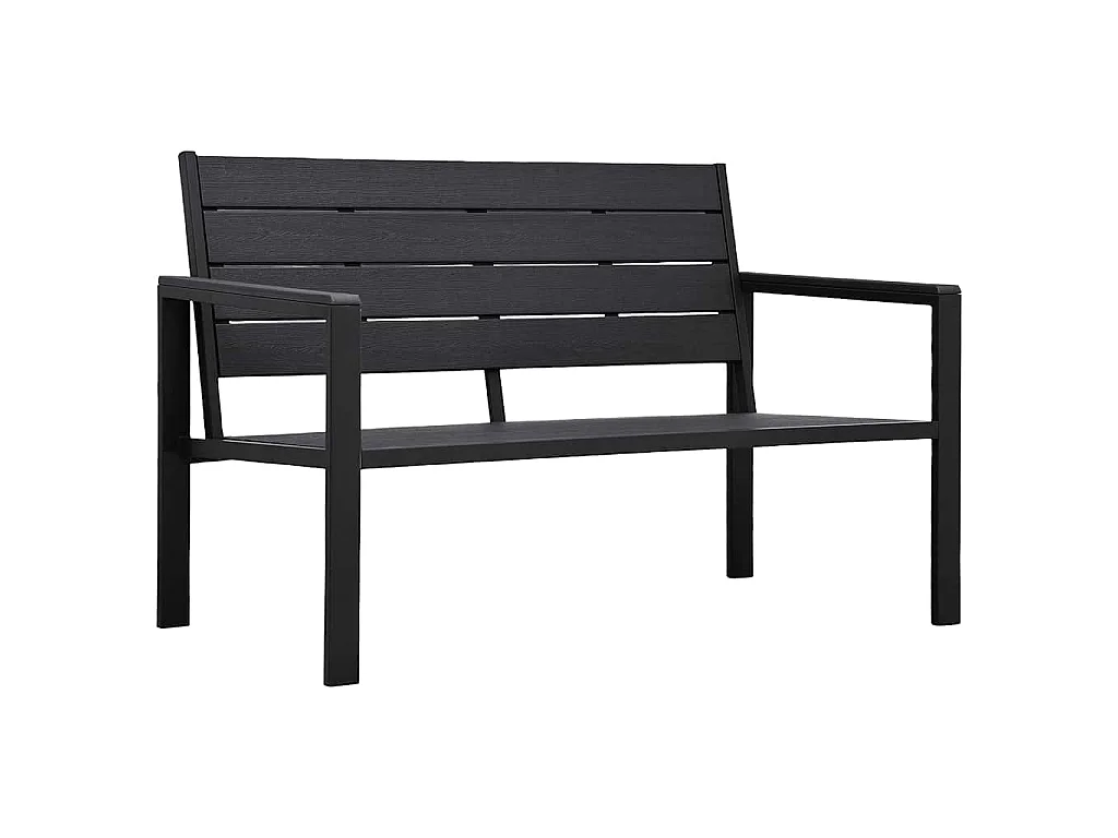 Gartenbank 120 cm HDPE Schwarz Holz-Optik