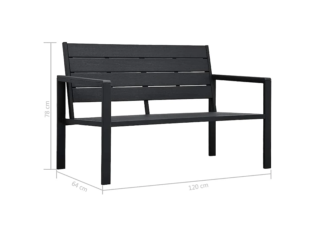 Gartenbank 120 cm HDPE Schwarz Holz-Optik