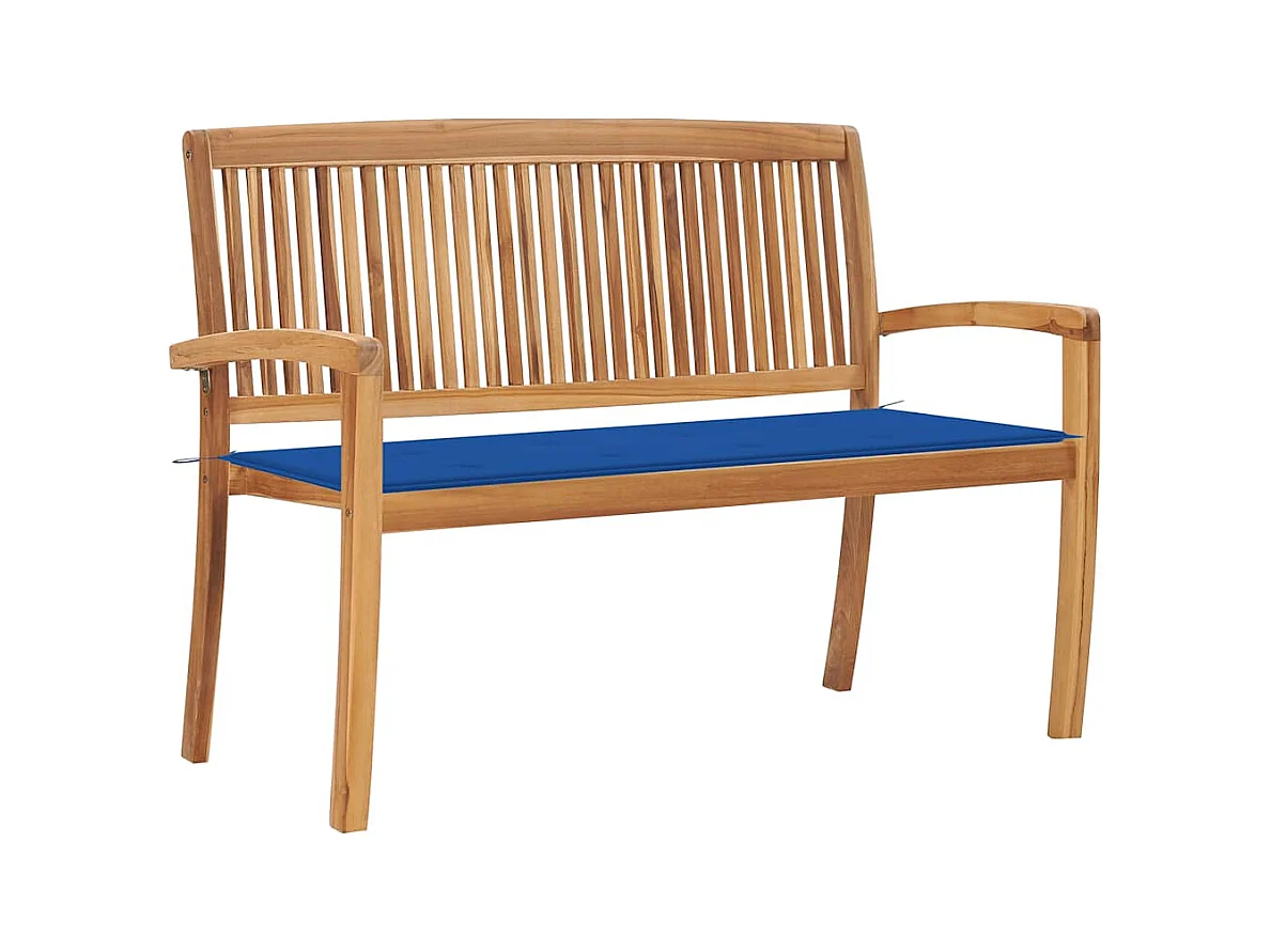 Stapelbare Gartenbank mit Auflage 128,5 cm Massivholz Teak
